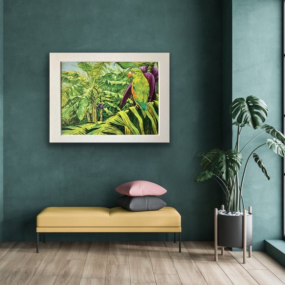 8x10" Colombia Cafe Quindio Art Print (w/mat): Orange-Chinned Parakeet - HOME - Picture 6 of 6